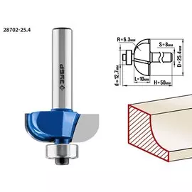 Фреза кромочная калевочная Зубр Профессионал №2 28702-25.4 25.4x10мм, радиус 6.3мм