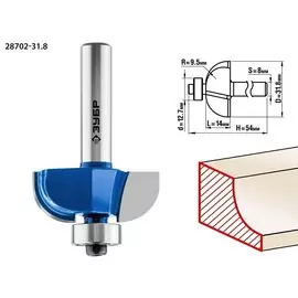 Фреза кромочная калевочная Зубр Профессионал №2 28702-31.8 31,8x14мм, радиус 9.5мм