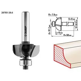 Фреза кромочная калевочная Зубр Профессионал №2 28785-28.6 28,6x13мм, радиус 7.9мм