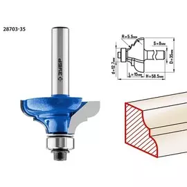 Фреза кромочная калевочная Зубр Профессионал №3 28703-35 35x16мм, радиус 5,5мм