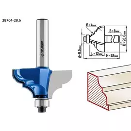 Фреза кромочная калевочная Зубр Профессионал №3 28704-28.6 28,6x12мм, радиус 4мм