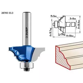 Фреза кромочная калевочная Зубр Профессионал №4 28705-33.3 33,3x13мм, радиус 5мм