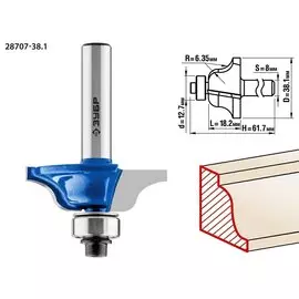 Фреза кромочная калевочная Зубр Профессионал №6 28707-38.1 38.1x18мм, радиус 6.3мм
