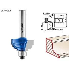 Фреза кромочная калевочная Зубр Профессионал №7 28709-25.4 25.4x13мм, радиус 4.8мм