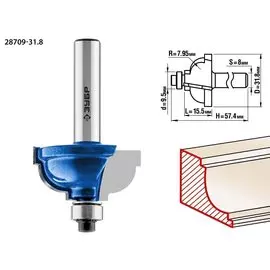 Фреза кромочная калевочная Зубр Профессионал №7 28709-31.8 31,8x17мм, радиус 8мм