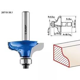 Фреза кромочная калевочная Зубр Профессионал №8 28710-38.1 38.1x15мм, радиус 6.3мм