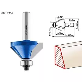 Фреза кромочная калевочная Зубр Профессионал №9 28711-34.9 34,9x16мм, (фасочная)