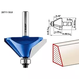Фреза кромочная калевочная Зубр Профессионал №9 28711-50.8 50,8x27мм, (фасочная)