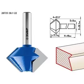 Фреза кромочная конусная Зубр Профессионал 28725-38.1-22 38.1x22мм
