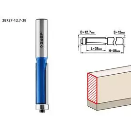 Фреза кромочная Зубр Профессионал 28727-12.7-38 с нижним подшипником, 12.7x38мм, хвостовик 12мм