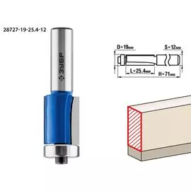 Фреза кромочная Зубр Профессионал 28727-19-25.4-12 с нижним подшипником, 19x25.4мм, хвостовик 12мм