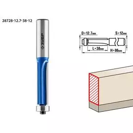 Фреза кромочная Зубр Профессионал 28728-12.7-38-12 с нижним подшипником (3 лезвия), 12.7x38мм, хвостовик 12мм