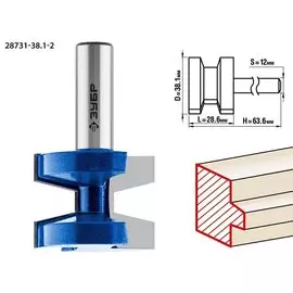 Фреза пазо-шиповая Зубр Профессионал 28731-38.1-2 наборная, 38.1x28,6мм, хвостовик 12мм