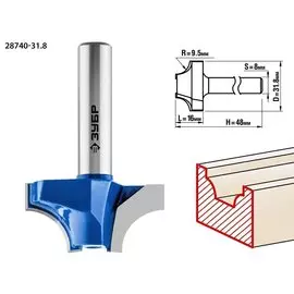 Фреза пазовая фасонная Зубр Профессионал №1 28740-31.8 31,8x16мм, радиус 9.5мм