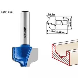Фреза пазовая фасонная Зубр Профессионал №2 28741-23.8 23,8x16мм, радиус 4.8мм