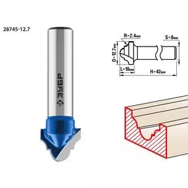Фреза пазовая фасонная Зубр Профессионал №6 28745-12.7 12.7x10мм, радиус 2,4мм