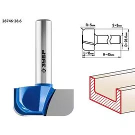 Фреза пазовая фасонная Зубр Профессионал №7 28746-28.6 28,6x13мм, радиус 5мм
