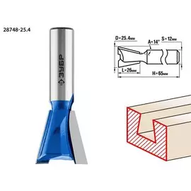 Фреза пазовая фасонная Зубр Профессионал Ласточкин Хвост 28748-25.4 25.4x26мм, угол 14°