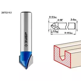 Фреза пазовая галтельная V-образная Зубр Профессионал 28752-9.5 9.5x9.5мм, угол 90°мм