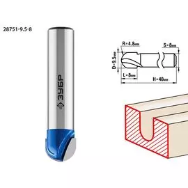Фреза пазовая галтельная Зубр Профессионал 28751-9.5-8 9.5x8мм, радиус 4.8мм