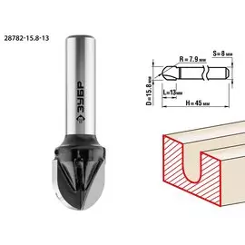 Фреза пазовая галтельная Зубр Профессионал 28782-15.8-13 15.8x13мм, радиус 7.9мм