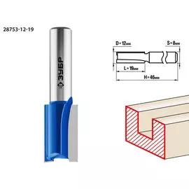 Фреза пазовая прямая Зубр Профессионал 28753-12-19 12x19мм, хвостовик 8мм
