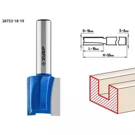 Фреза пазовая прямая Зубр Профессионал 28753-18-19 18x19мм, хвостовик 8мм