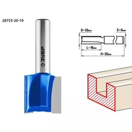 Фреза пазовая прямая Зубр Профессионал 28753-20-19 20x19мм, хвостовик 8мм