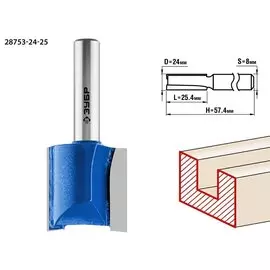 Фреза пазовая прямая Зубр Профессионал 28753-24-25 24x25мм, хвостовик 8мм