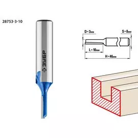 Фреза пазовая прямая Зубр Профессионал 28753-3-10 3x10мм, хвостовик 8мм
