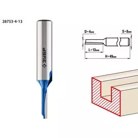 Фреза пазовая прямая Зубр Профессионал 28753-4-13 4x13мм, хвостовик 8мм
