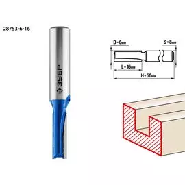 Фреза пазовая прямая Зубр Профессионал 28753-6-16 6x16мм, хвостовик 8мм