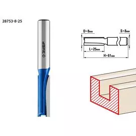 Фреза пазовая прямая Зубр Профессионал 28753-8-25 8x25мм, хвостовик 8мм