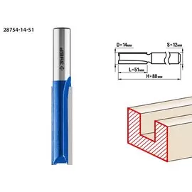 Фреза пазовая прямая Зубр Профессионал 28754-14-51 удлиненная, 14x51мм, хвостовик 12мм