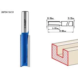 Фреза пазовая прямая Зубр Профессионал 28754-16-51 удлиненная, 16x51мм, хвостовик 12мм