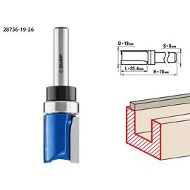 Фреза пазовая прямая Зубр Профессионал 28756-19-26 с верхним подшипником, 19x26мм, хвостовик 8мм