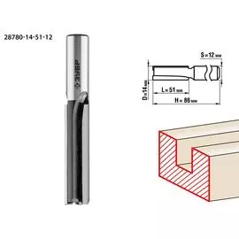 Фреза пазовая прямая Зубр Профессионал 28780-14-51-12 14x51мм, хвостовик 12мм
