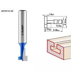 Фреза пазовая Т-образная Зубр Профессионал №1 28749-9.5-60 9.5x12мм, высота 5мм