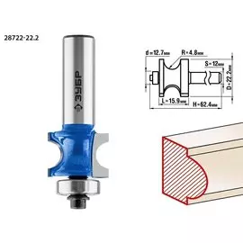 Фреза полустержневая Зубр Профессионал 28722-22.2 с подшипником, 22.2x25.4мм, радиус 4.8мм