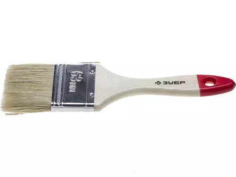 Кисть плоская Зубр Универсал-Стандарт 4-01001-063, натуральная щетина, деревянная ручка, 63мм