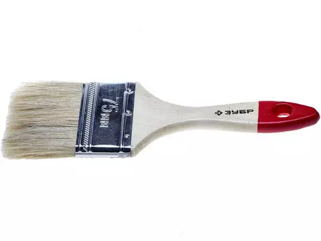 Кисть плоская Зубр Универсал-Стандарт 4-01001-075, натуральная щетина, деревянная ручка, 75мм