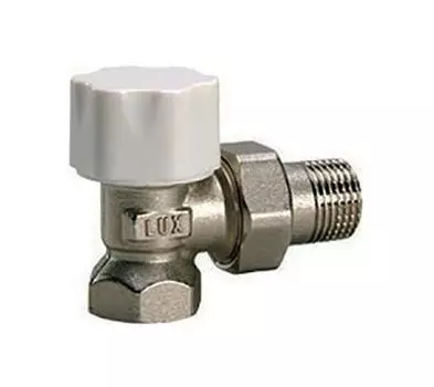 Клапан RS202 3/4" ВР-НР Т1 для терморегулятора 10бар, t-120*С угловой для стальных труб, никель