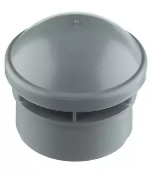 Клапан вакуумный для стояков D110мм полипропилен, 46л/с, серый