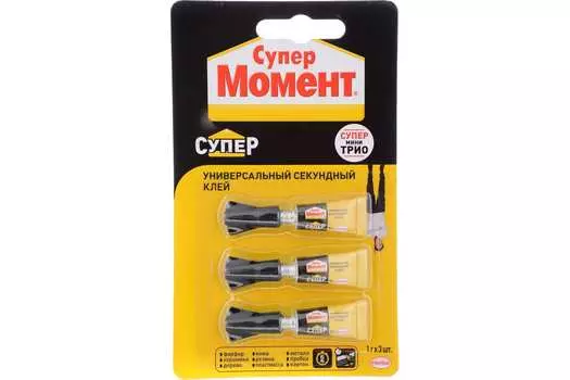 Клей Супер Момент 2357275 секундный, 1гх3шт, блистер