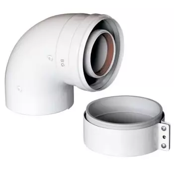 Начальный коаксиальный отвод Baxi, 90* D60/100 мм с муфтой. Кроме Eco Classic/Nova (KHG714101410)