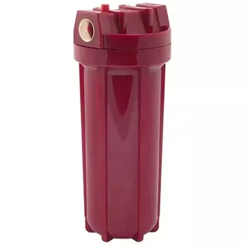 Колба Аквабрайт АБФ-ГОР-34 10SL, ХВС/ГВС, 3/4" ВР, пластик, красный, с латунными ставками