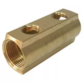 Коллектор латунь магистральный 1" х 1/2 - 2 отвода, 16бар, t-110*С