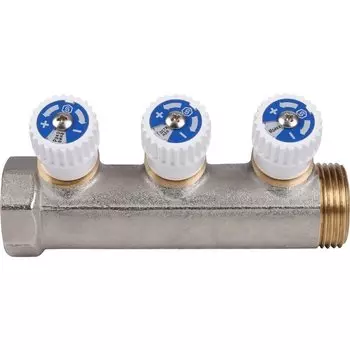 Коллектор никель распределительный 1"х1/2"-ВР-НР 3 отвода, 10бар, t-120*С