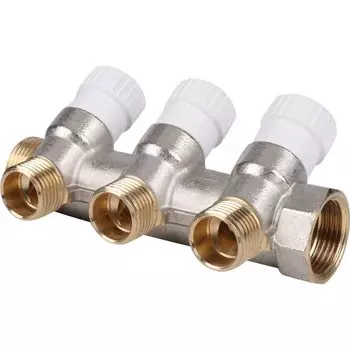 Коллектор никель распределительный 3/4"х1/2"-ВР-НР 3 отвода, 10бар, t-120*С
