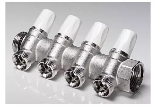 Коллектор распределительный. Rehau. 1". 4 контура. -3/4" ЕК